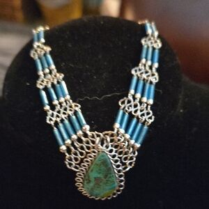 Elegant Blue Green and Silver Bracelet